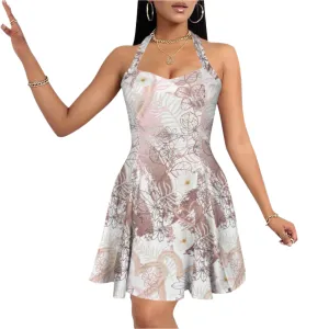 Bronze Love Halter Neck Short Dress up to 5 XL (FWS)