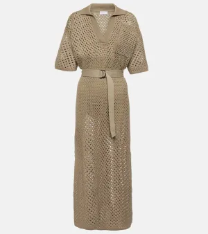 Brunello Cucinelli Cotton mesh polo dress