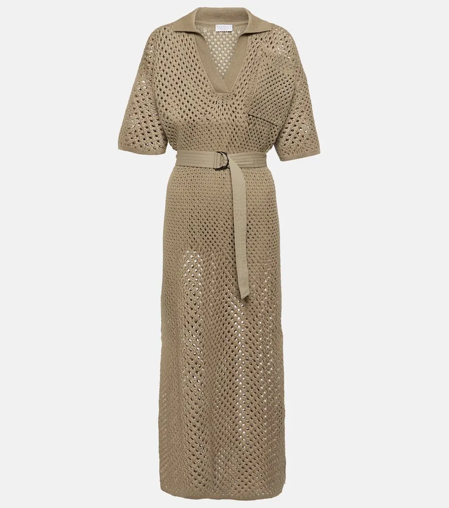 Brunello Cucinelli Cotton mesh polo dress