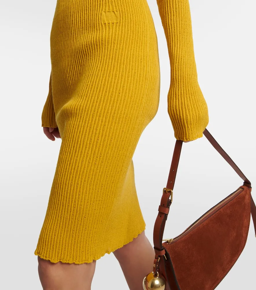 Burberry Ribbed-knit wool-blend midi dress