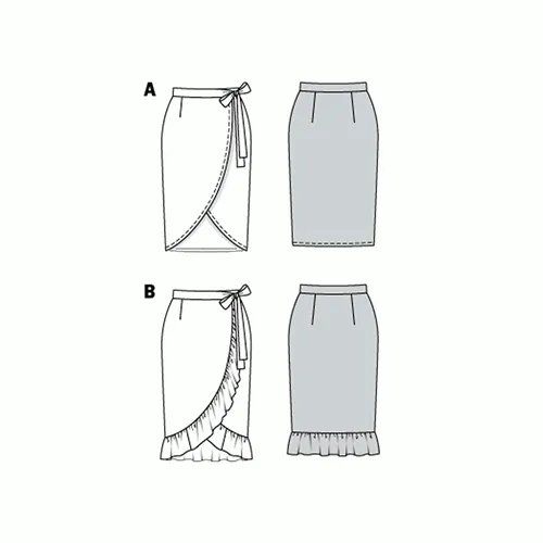 Burda Pattern X06200 Misses' Wrap Skirt With Tie (34-44)