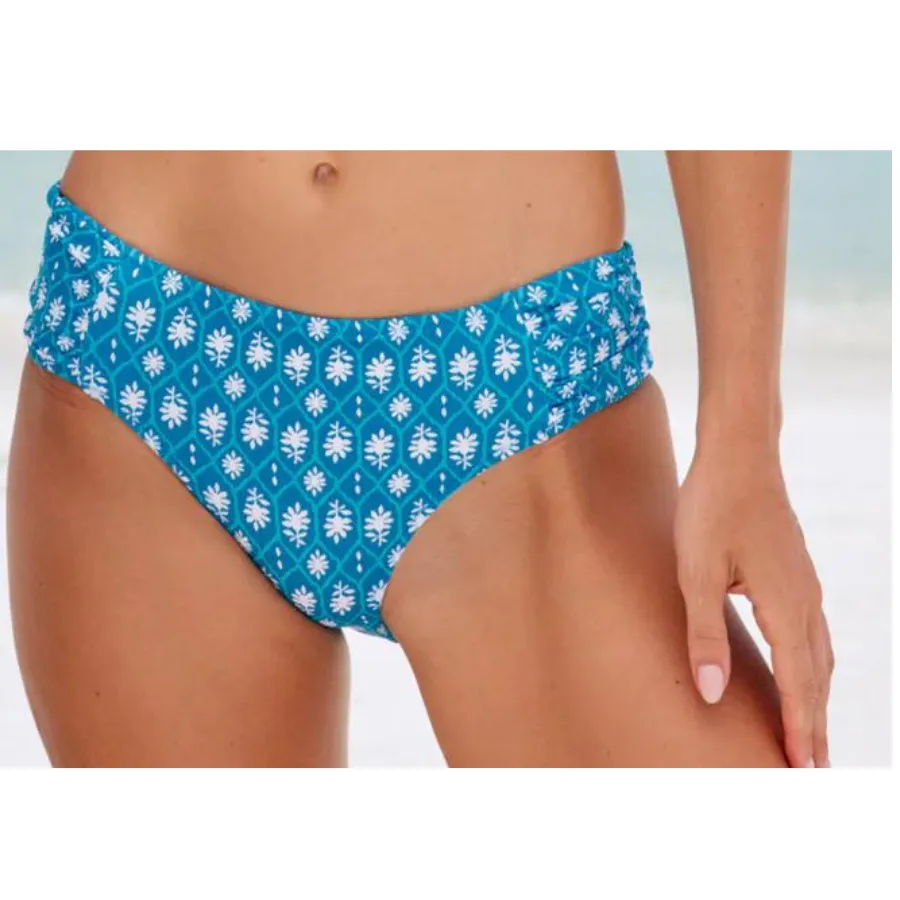 Cabana Life Reversible Ruched Bikini Bottom 144-PV23 - Palm Valley Aqua