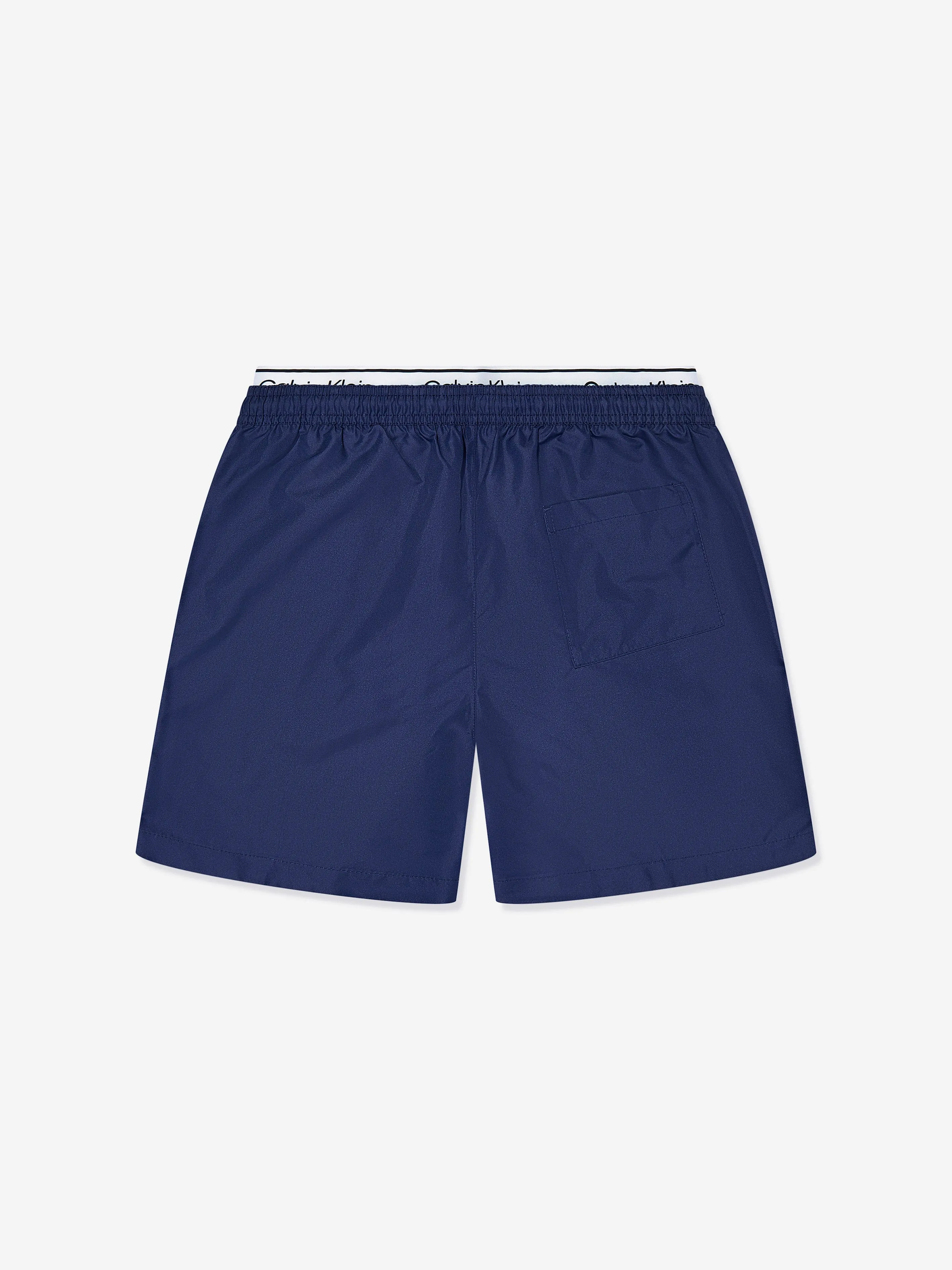 Calvin Klein Boys Double Waistband Swim Shorts in Navy