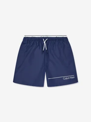 Calvin Klein Boys Double Waistband Swim Shorts in Navy