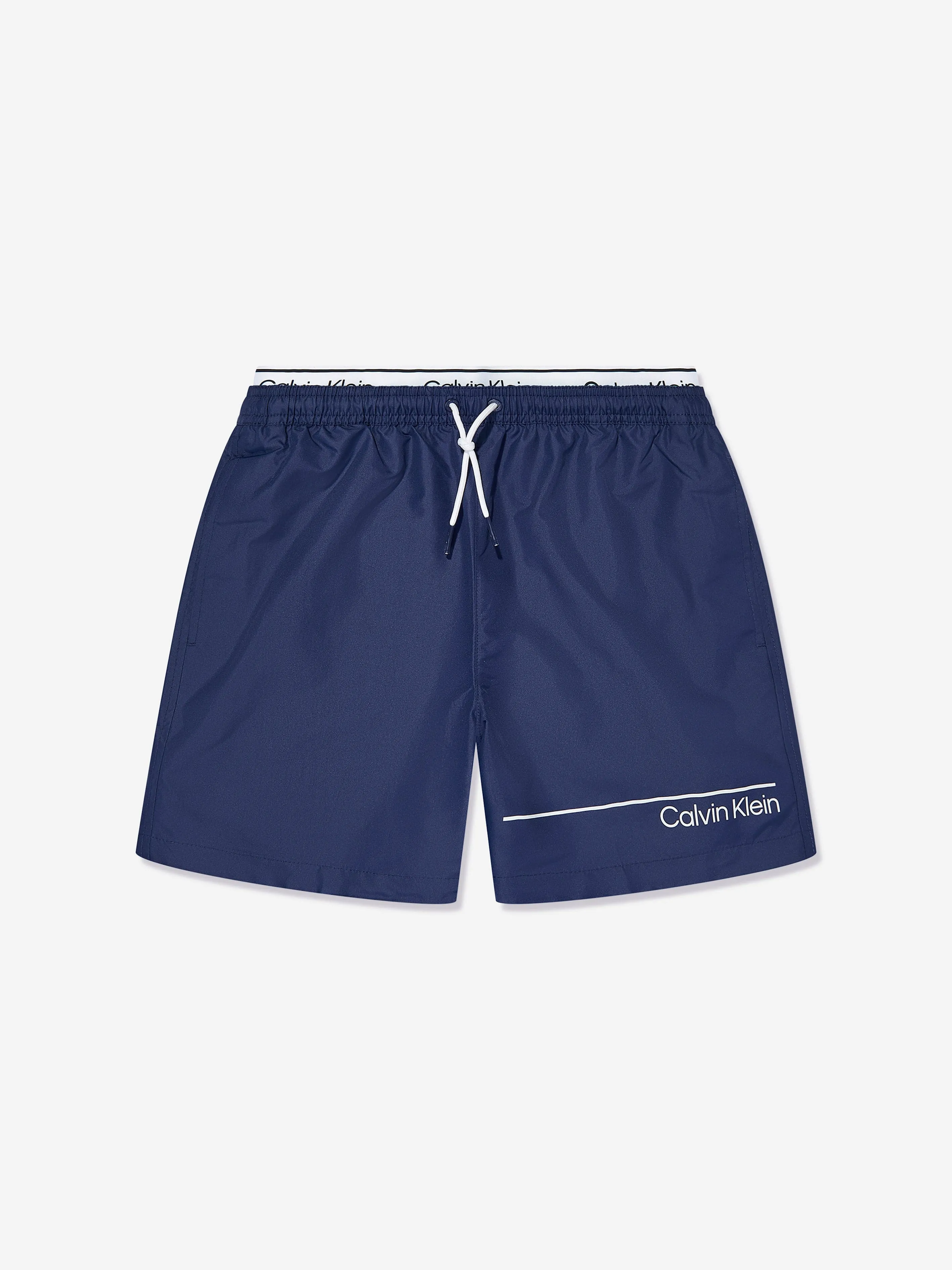 Calvin Klein Boys Double Waistband Swim Shorts in Navy