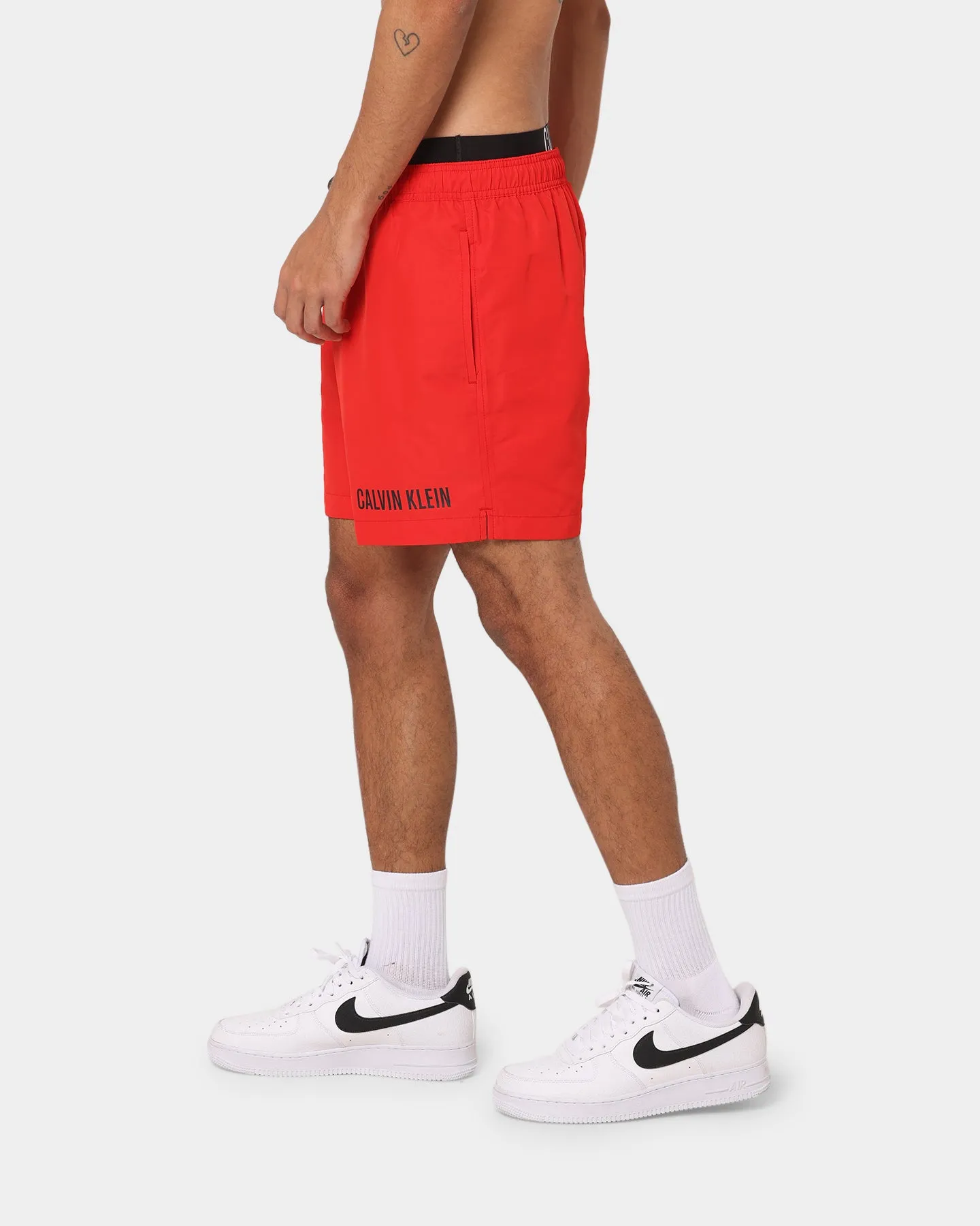 Calvin Klein Medium Double Waistband Swim Shorts Fierce Red