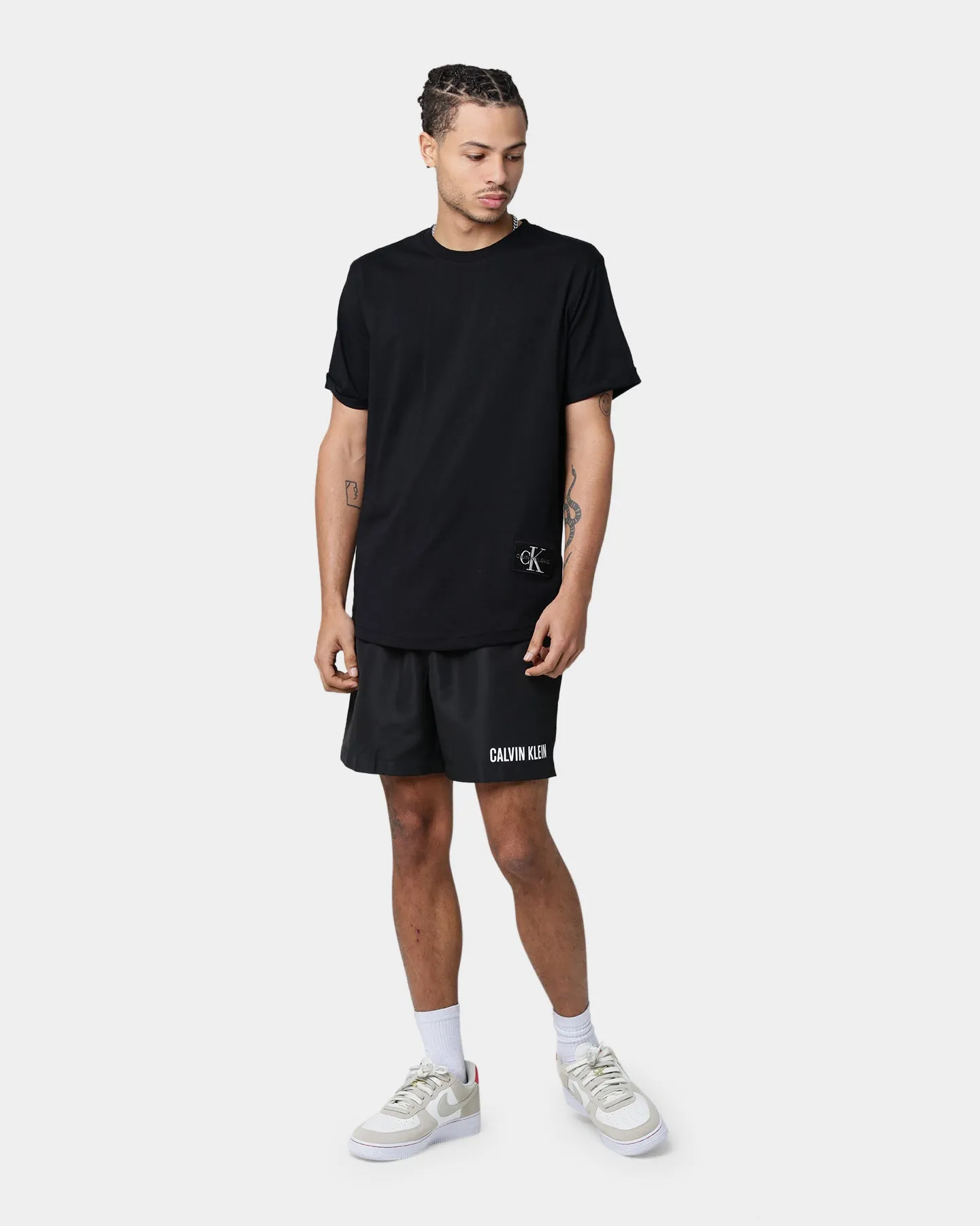 Calvin Klein Medium Double Waistband Swim Shorts PVH Black/White