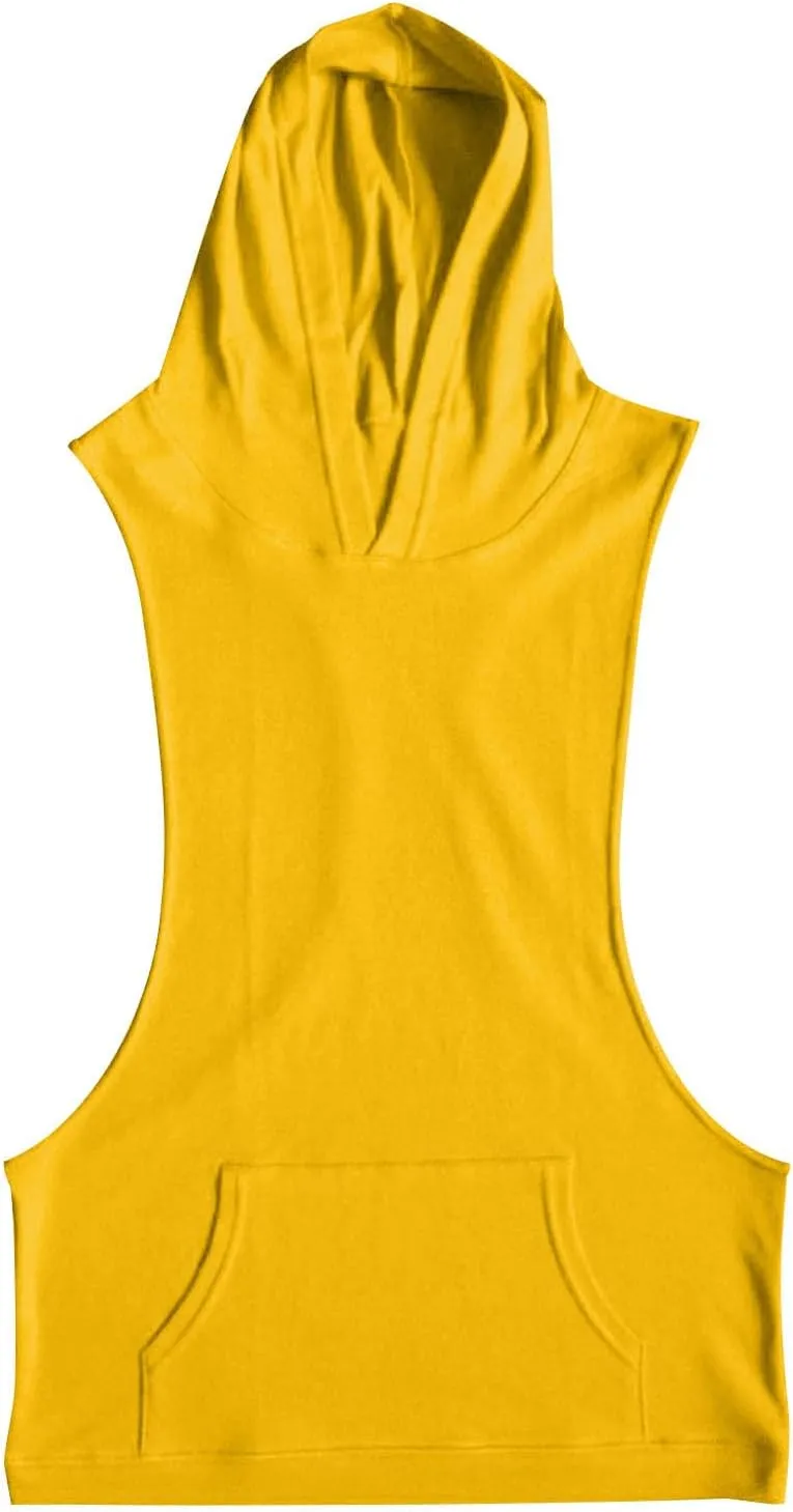Cambkatl Men's Loose Summer Cut Off Hooded Tank Tops Casual Sleeveless Muscle Shirts Workout Bodybuilding Gym Tees