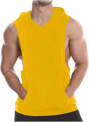 Cambkatl Men's Loose Summer Cut Off Hooded Tank Tops Casual Sleeveless Muscle Shirts Workout Bodybuilding Gym Tees