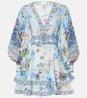 Camilla Embellished floral silk minidress