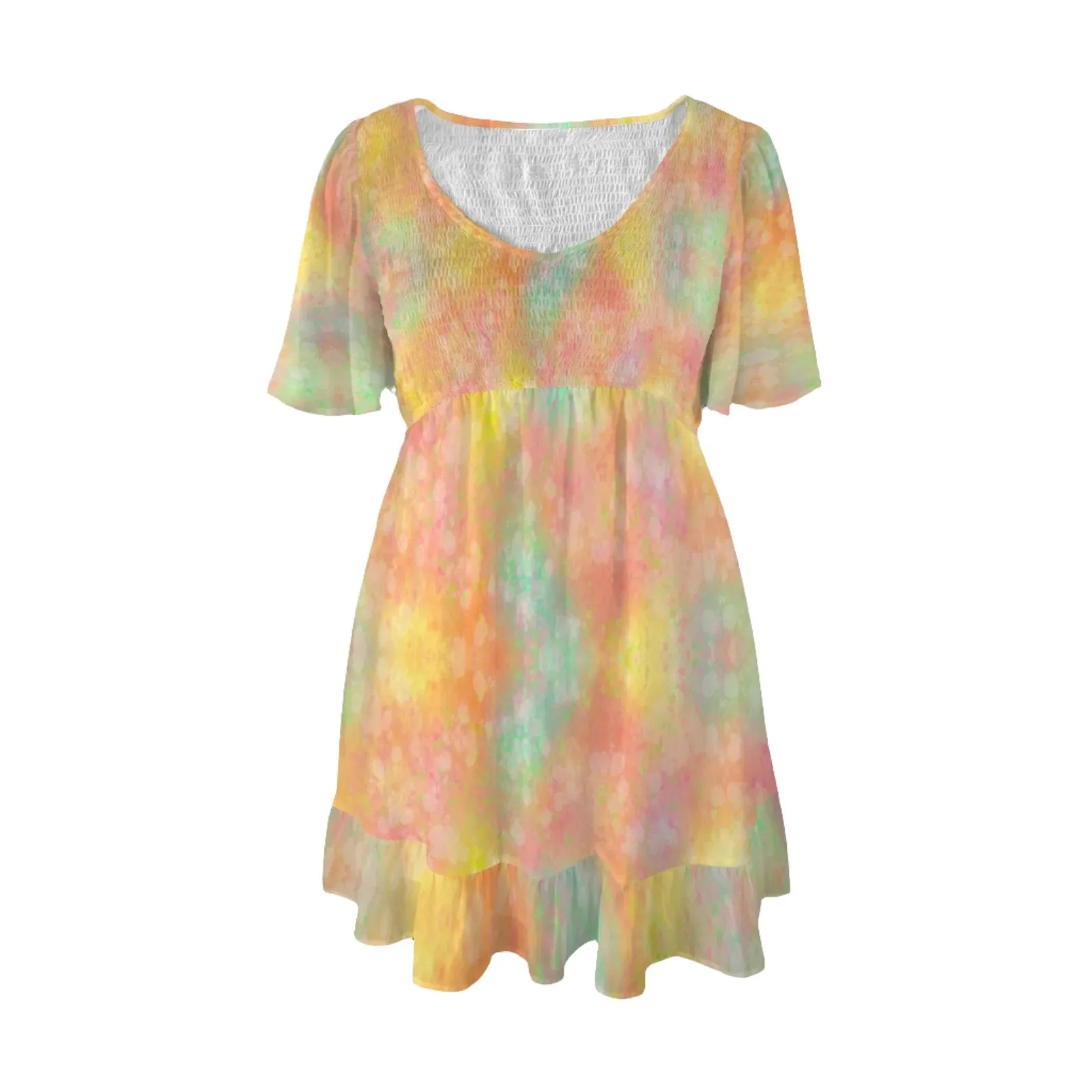Candy Floss V Neck Flutter Sleeves Dress up to 5 XL (FWS)
