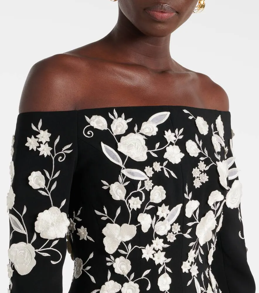 Carolina Herrera Embroidered off-shoulder midi dress