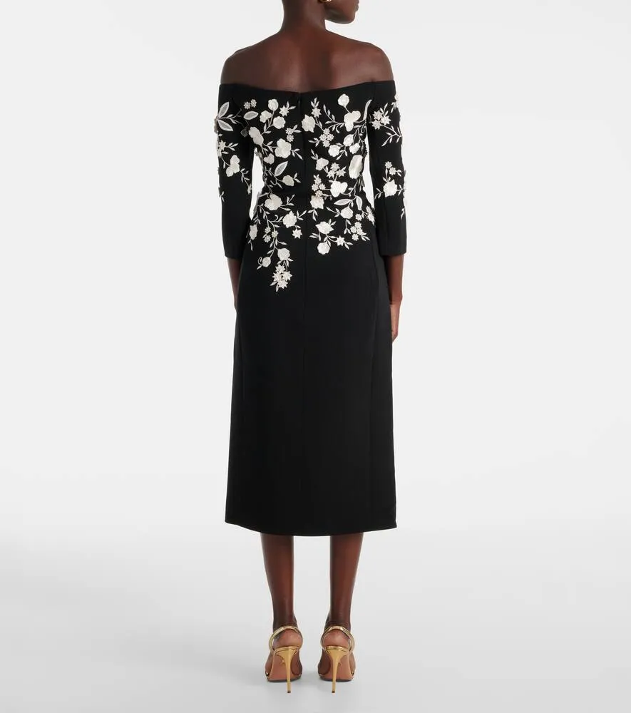 Carolina Herrera Embroidered off-shoulder midi dress