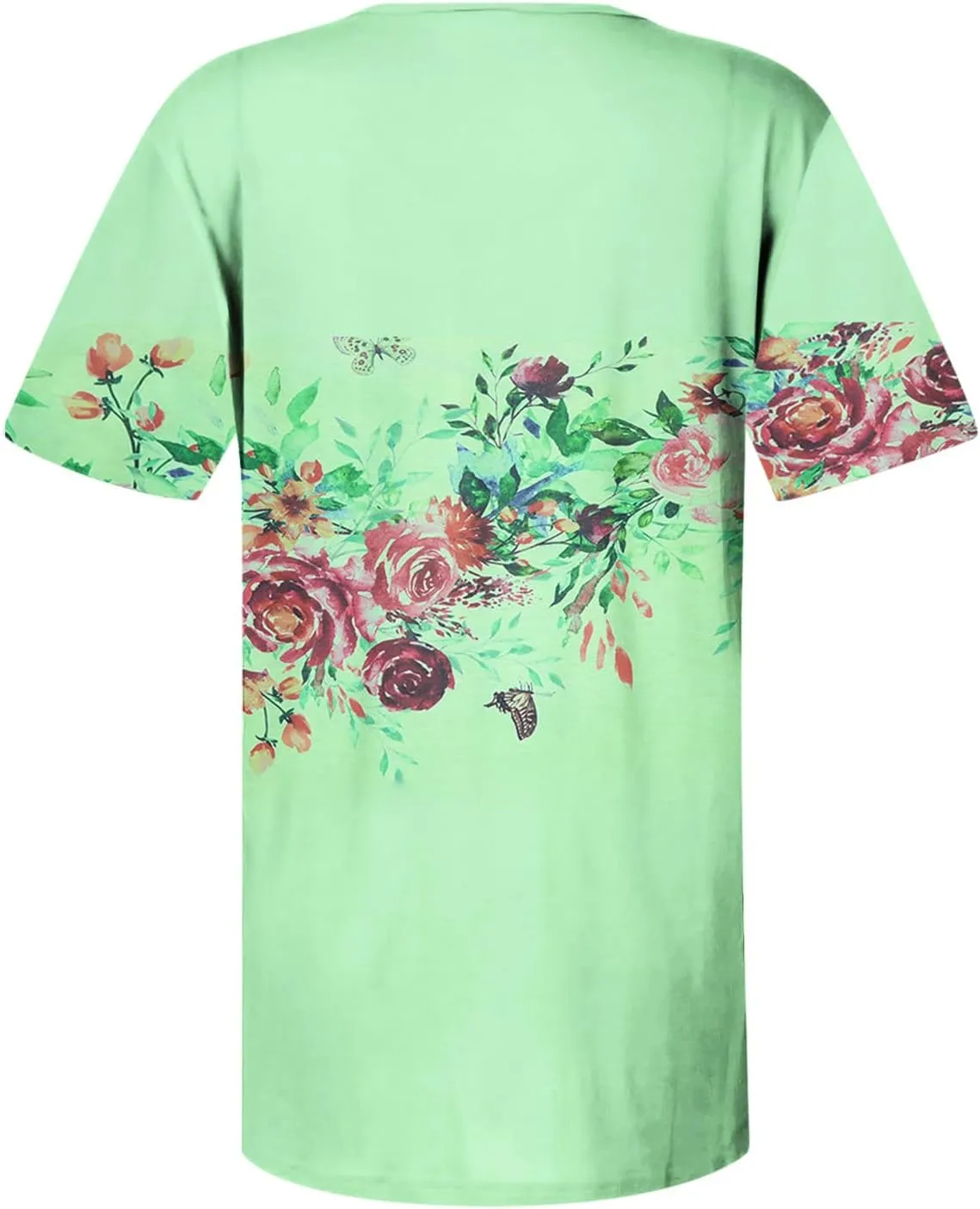 Ceboyel Women Short Sleeve Summer Tops 2023 Floral T Shirts Button V Neck Causal Blouses Trendy Dressy Ladies Fashion Clothes