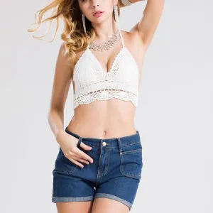 Character Knitting Sleeveless Solid Color Tankinis