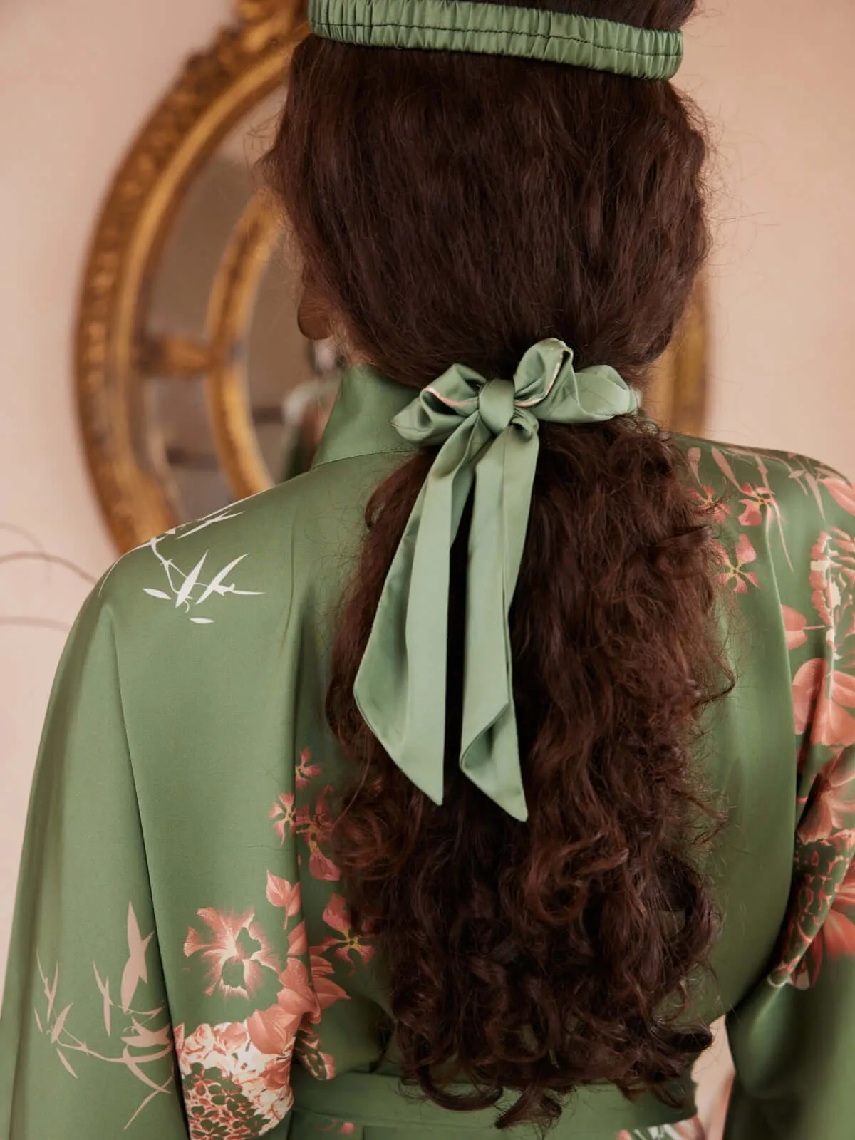 Charmeuse Floral Accessory Set 3Pcs Headband   Hair rope   Storage Bag