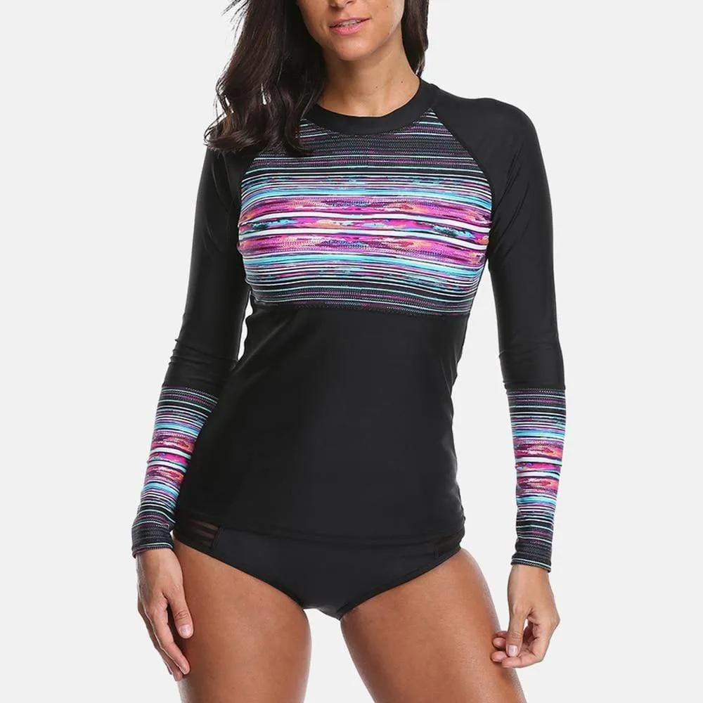 CHARMO Palm Tree Rash Guard Swim Shirt - Women