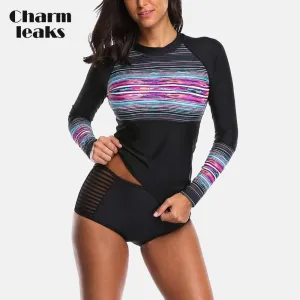 CHARMO Palm Tree Rash Guard Swim Shirt - Women