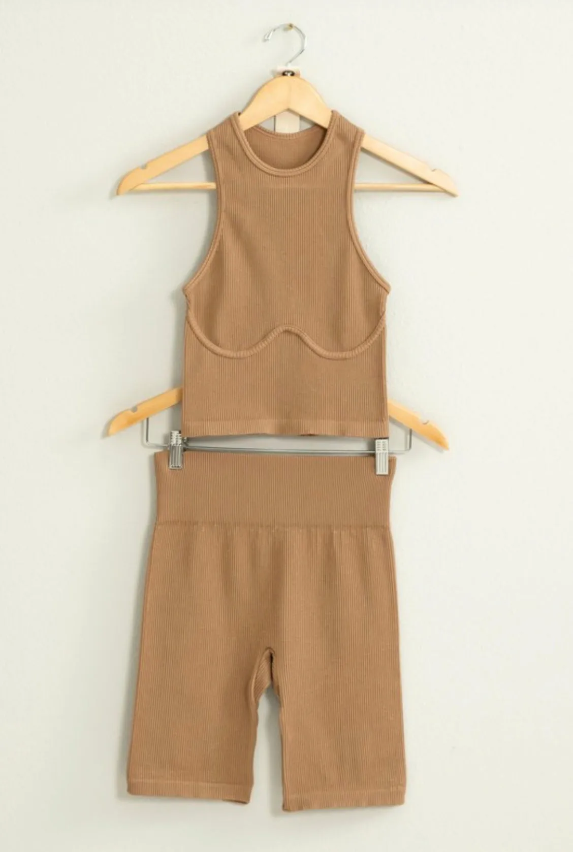 chasing dreams ribbed halter top - MILK CHOCOLATE
