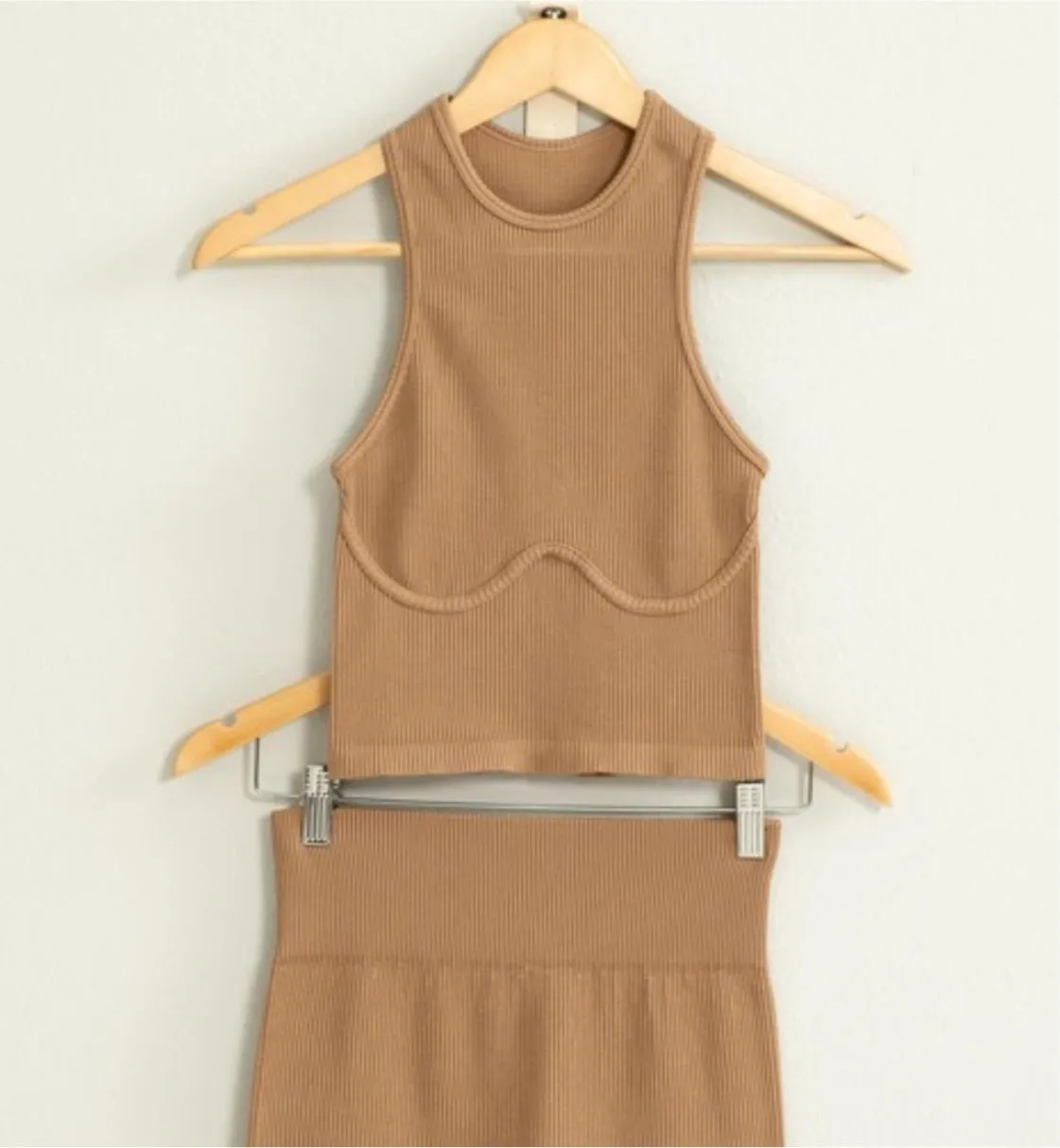 chasing dreams ribbed halter top - MILK CHOCOLATE