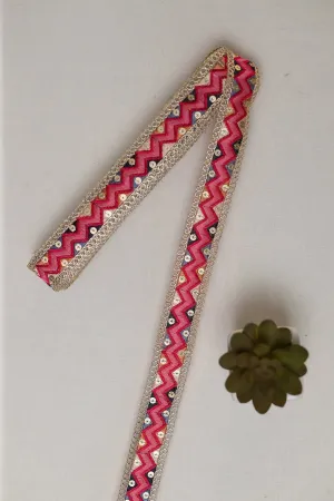 Chevron Multi Color Thread Work With Sequins Embroidered Lace (9 Meters)