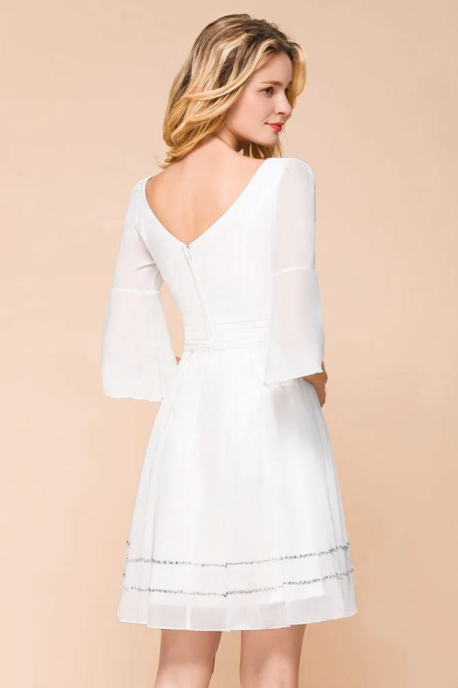 Chiffon Knee Length Simple Daily Casual Dress Beach Bridesmaid Dress