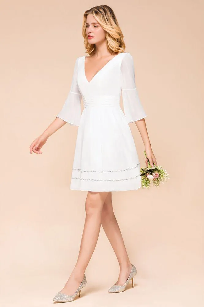Chiffon Knee Length Simple Daily Casual Dress Beach Bridesmaid Dress