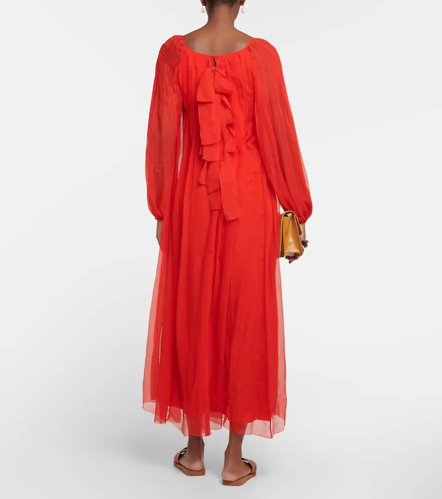Chloe Pleated silk mousseline maxi dress