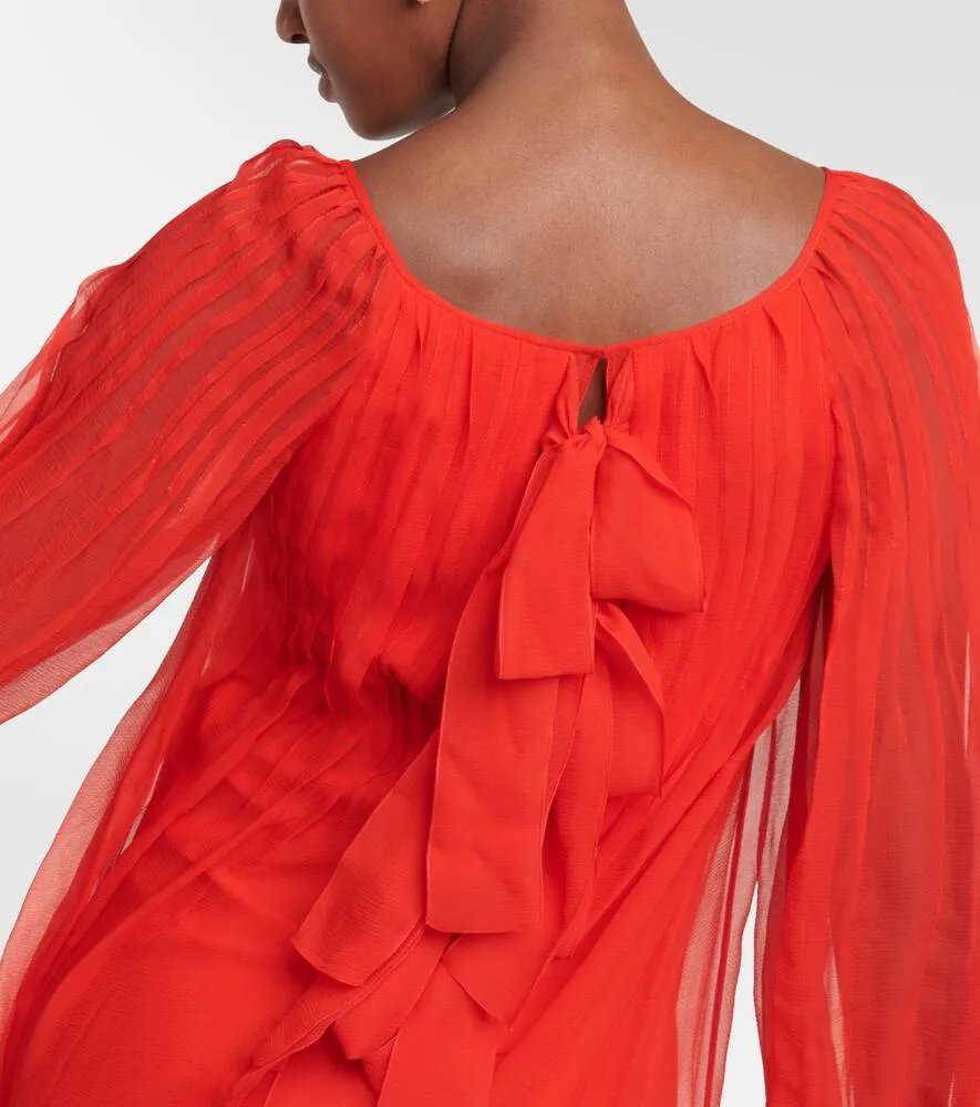 Chloe Pleated silk mousseline maxi dress