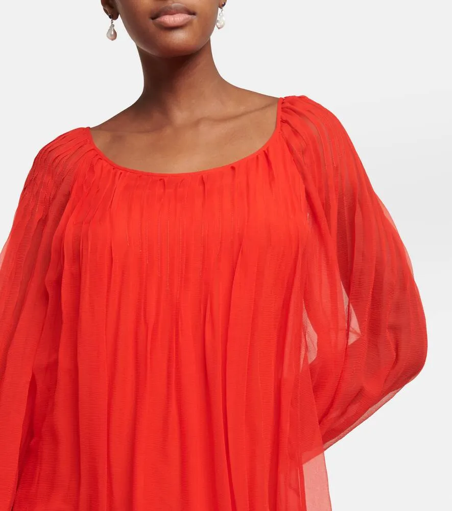 Chloe Pleated silk mousseline maxi dress