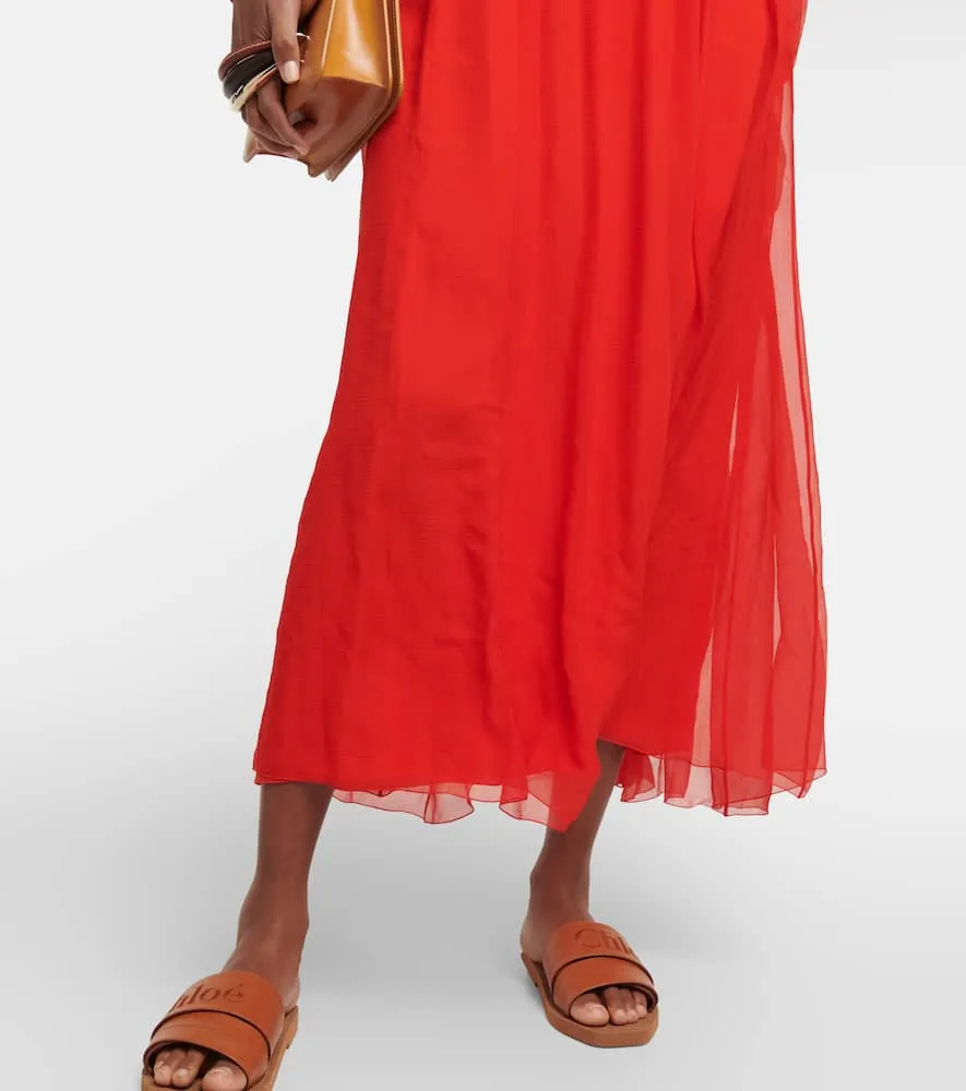 Chloe Pleated silk mousseline maxi dress