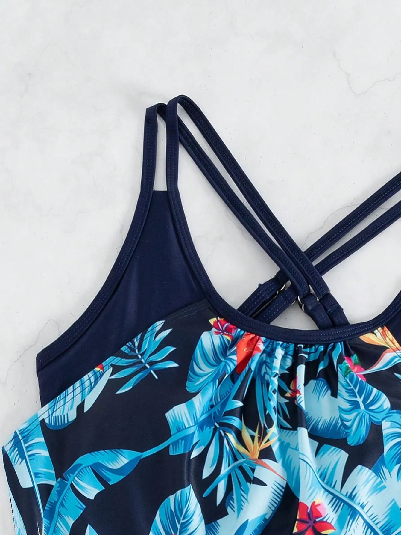 Classy Striped Ruched Bikini Swimsuit