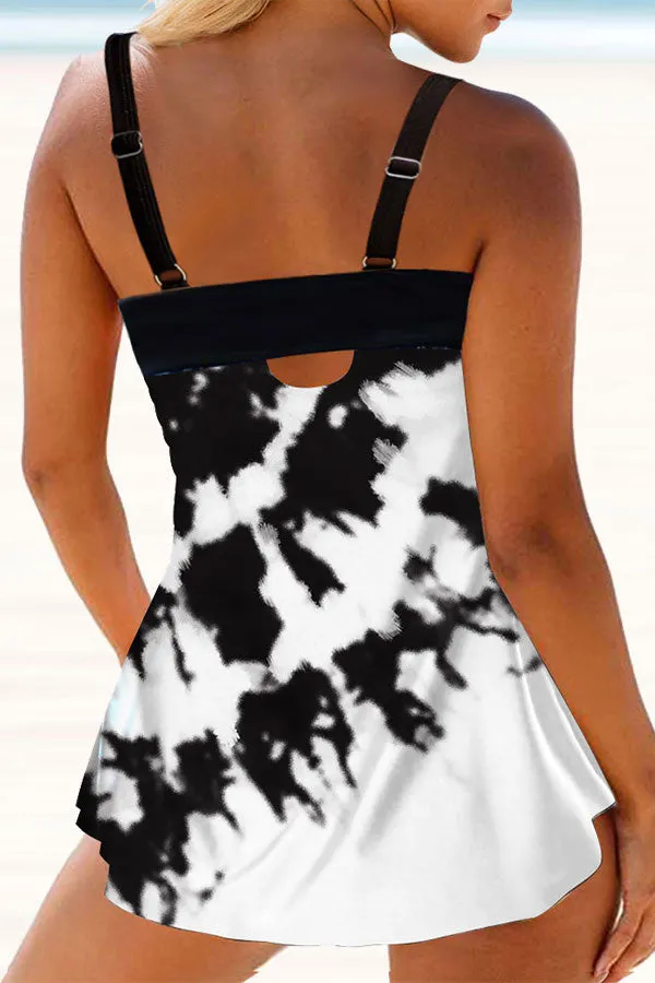 Cloud Print Spaghetti Strap Feminine Tankini