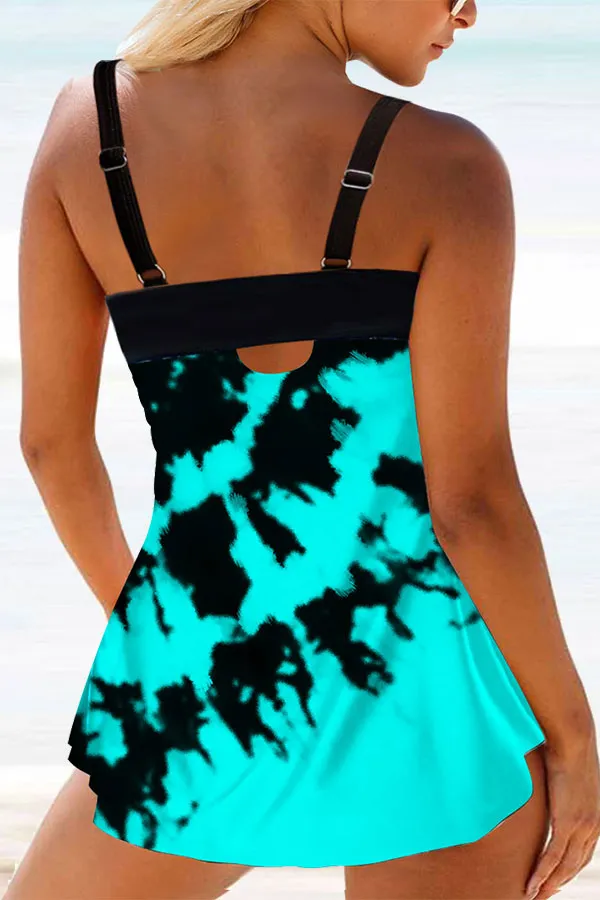 Cloud Print Spaghetti Strap Feminine Tankini