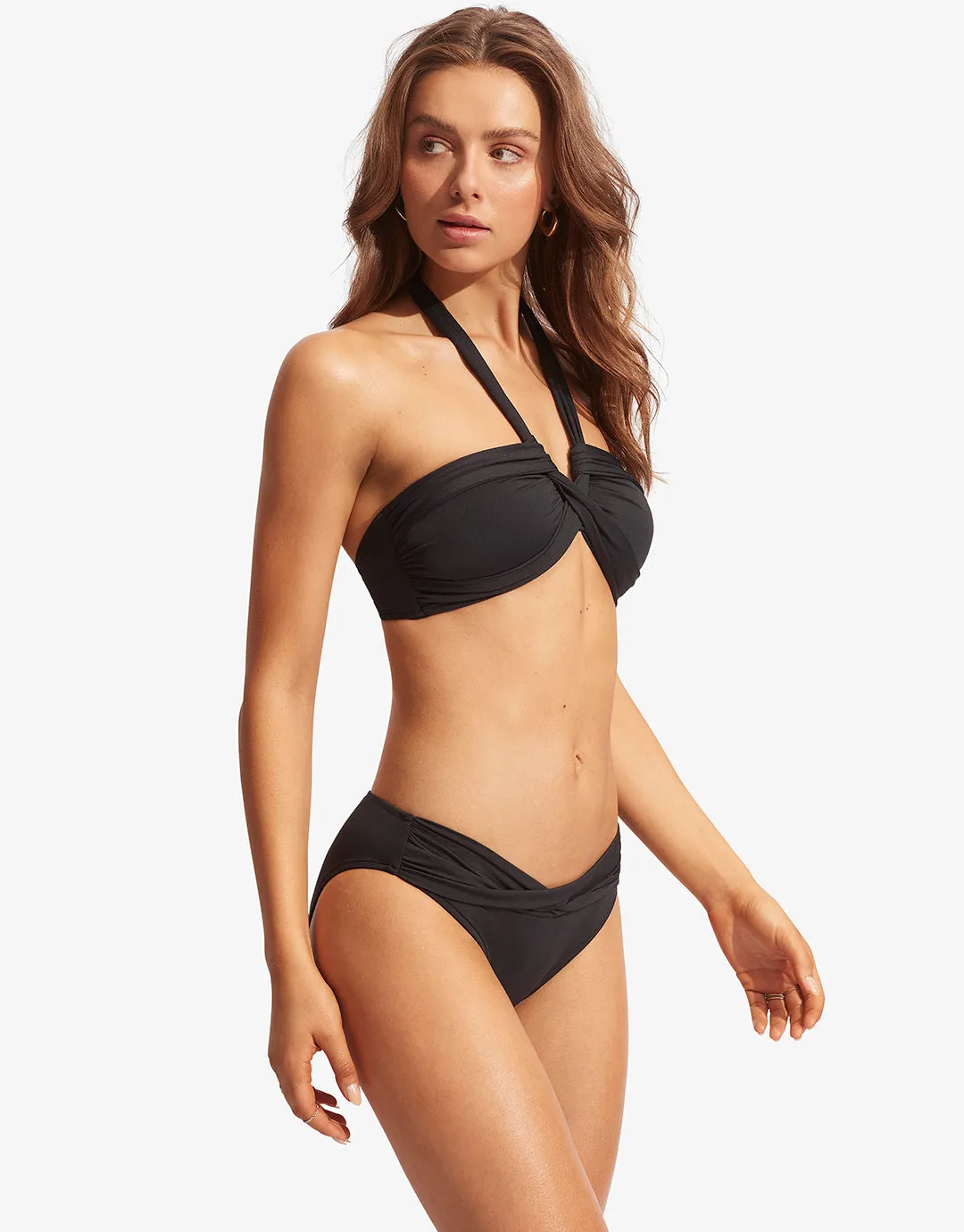 Collective Halter Bandeau Bikini Top - Black