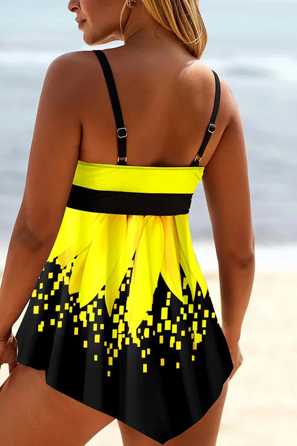 Color Block Classic Irregular Tankini