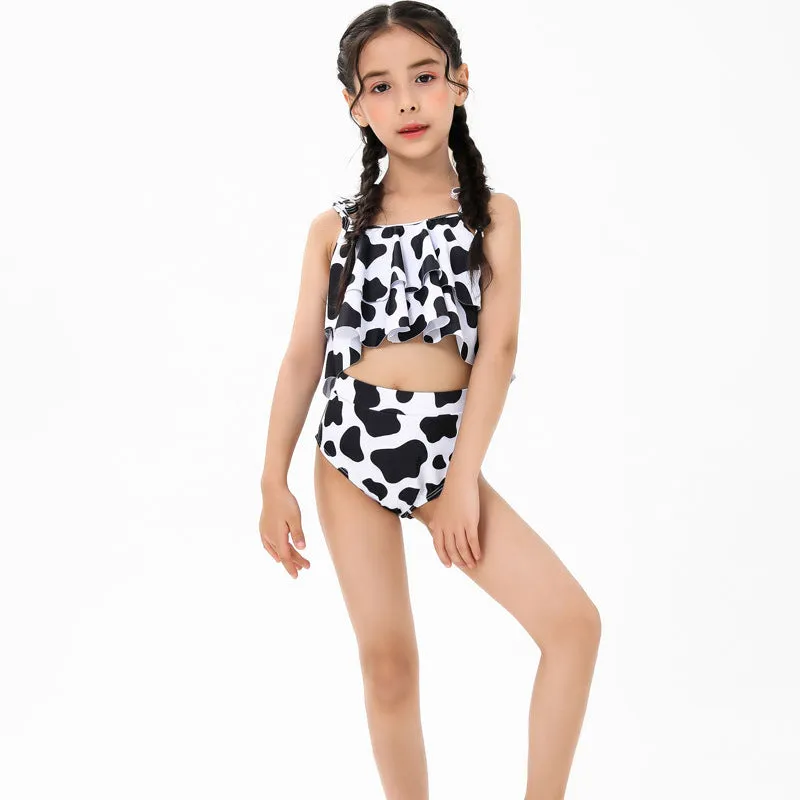 Colorblock Ruffle High waisted Swimsuits for Mommy and Me
