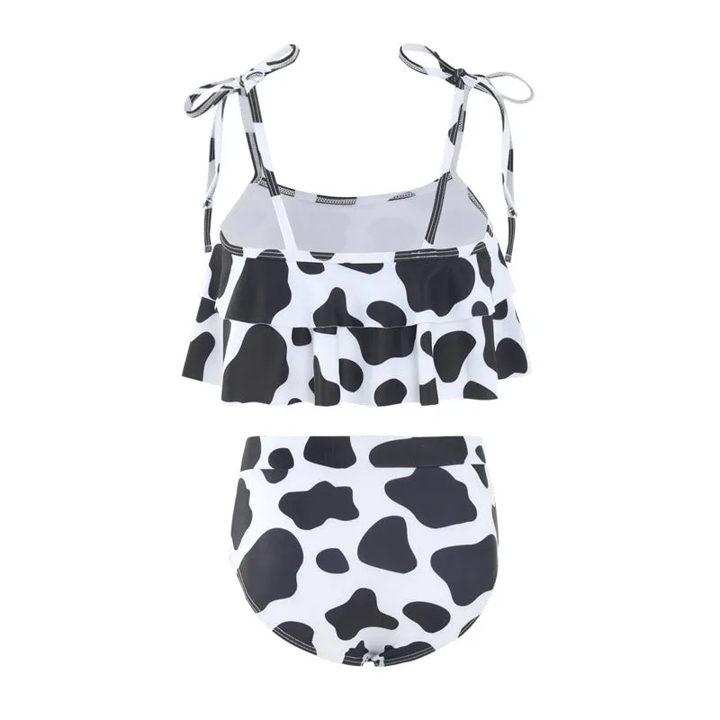 Colorblock Ruffle High waisted Swimsuits for Mommy and Me