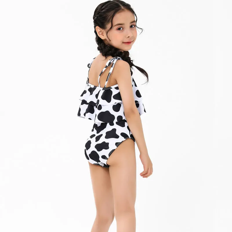 Colorblock Ruffle High waisted Swimsuits for Mommy and Me