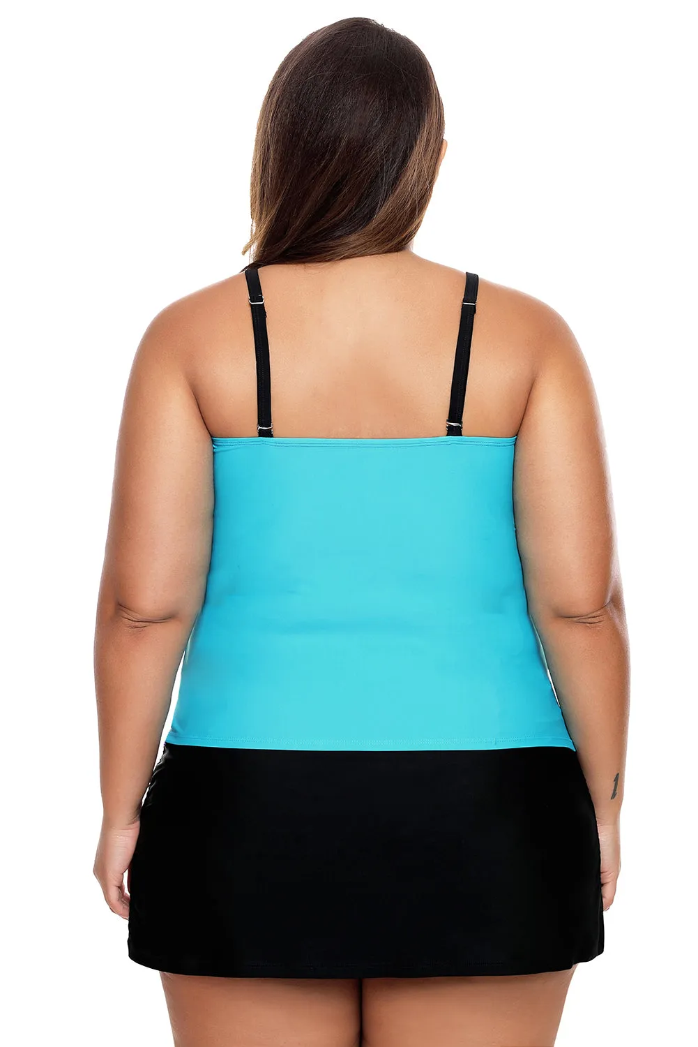 Colorblock Tankini Skort Bottom Swimsuit