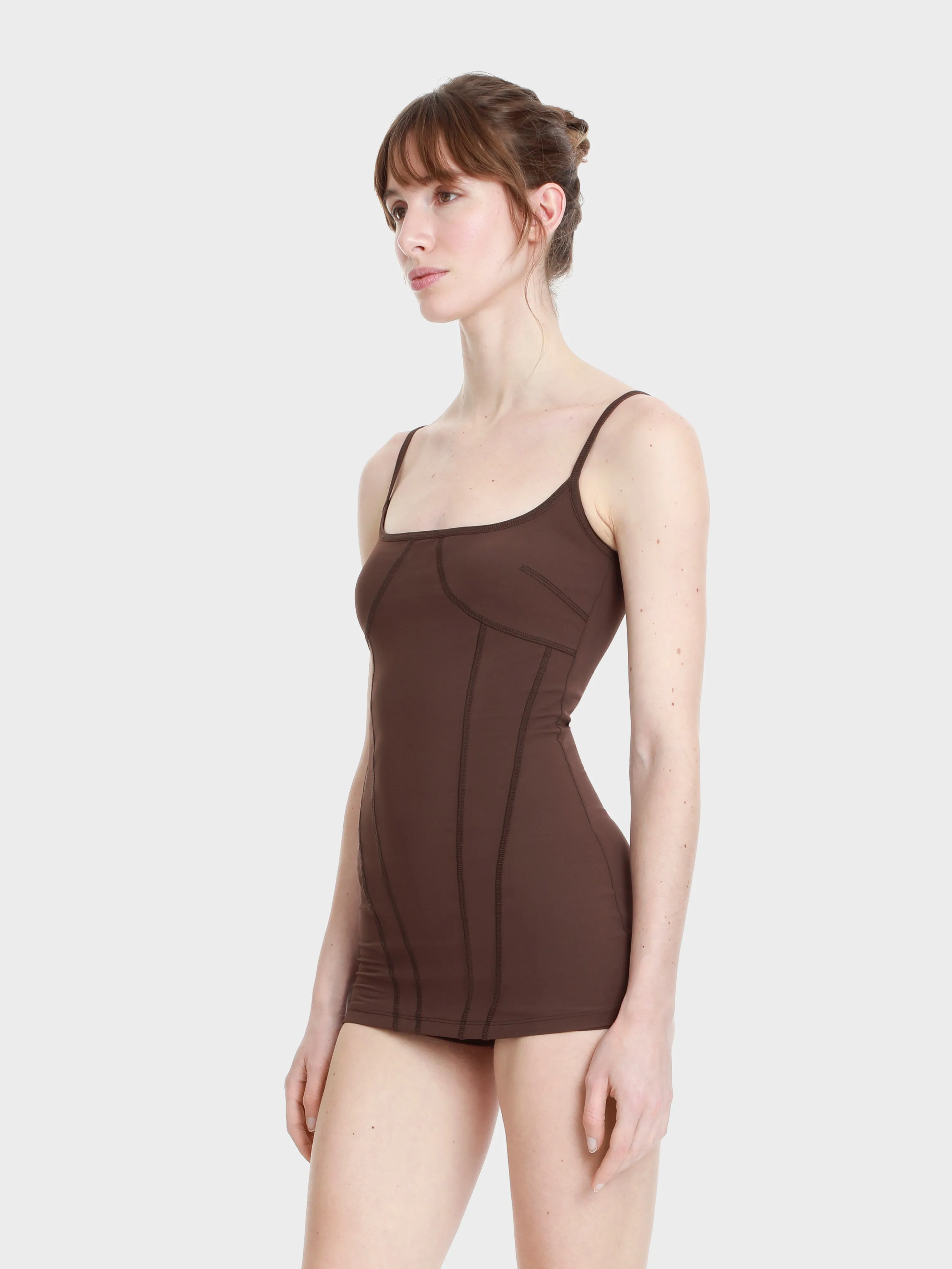 Corset style one piece swim skorts