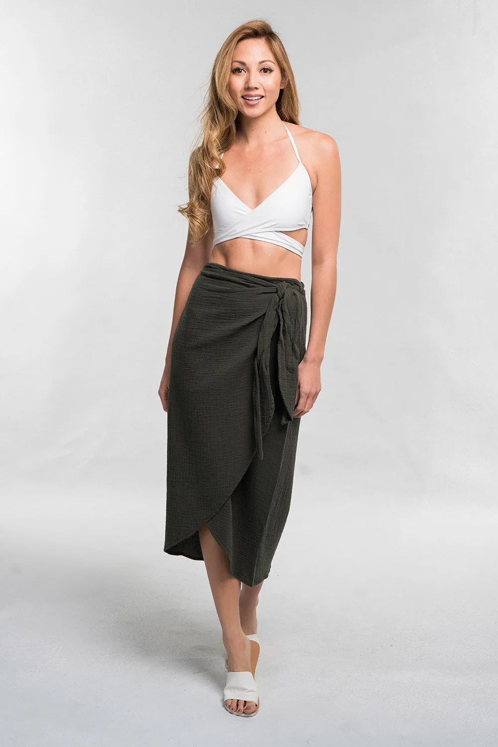 Cotton Double Gauze Wrap Skirt