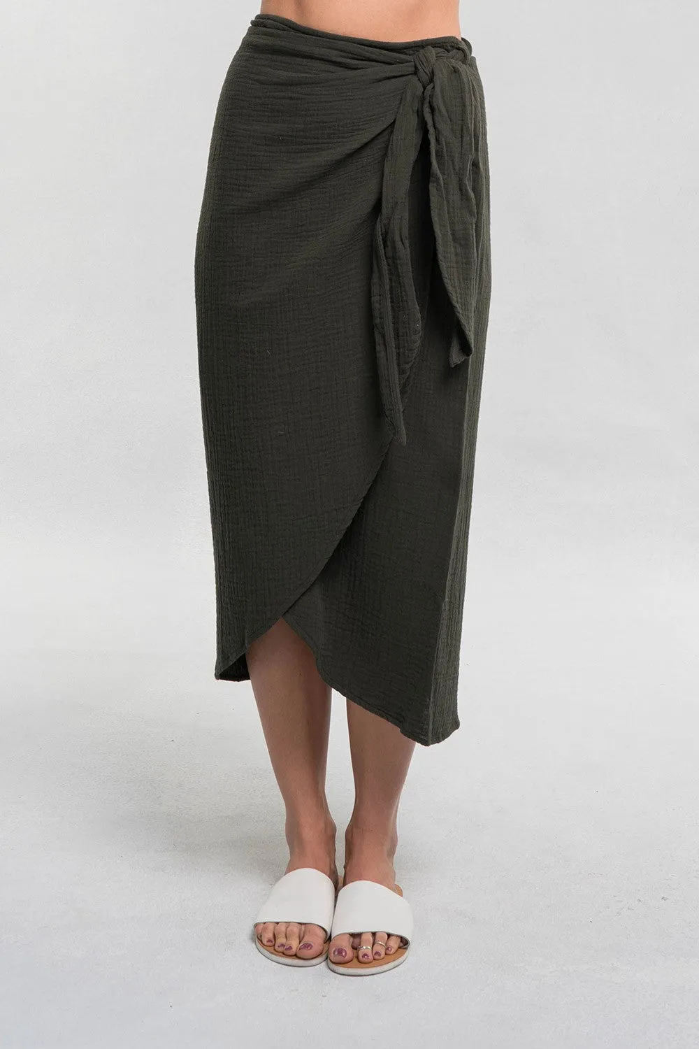 Cotton Double Gauze Wrap Skirt
