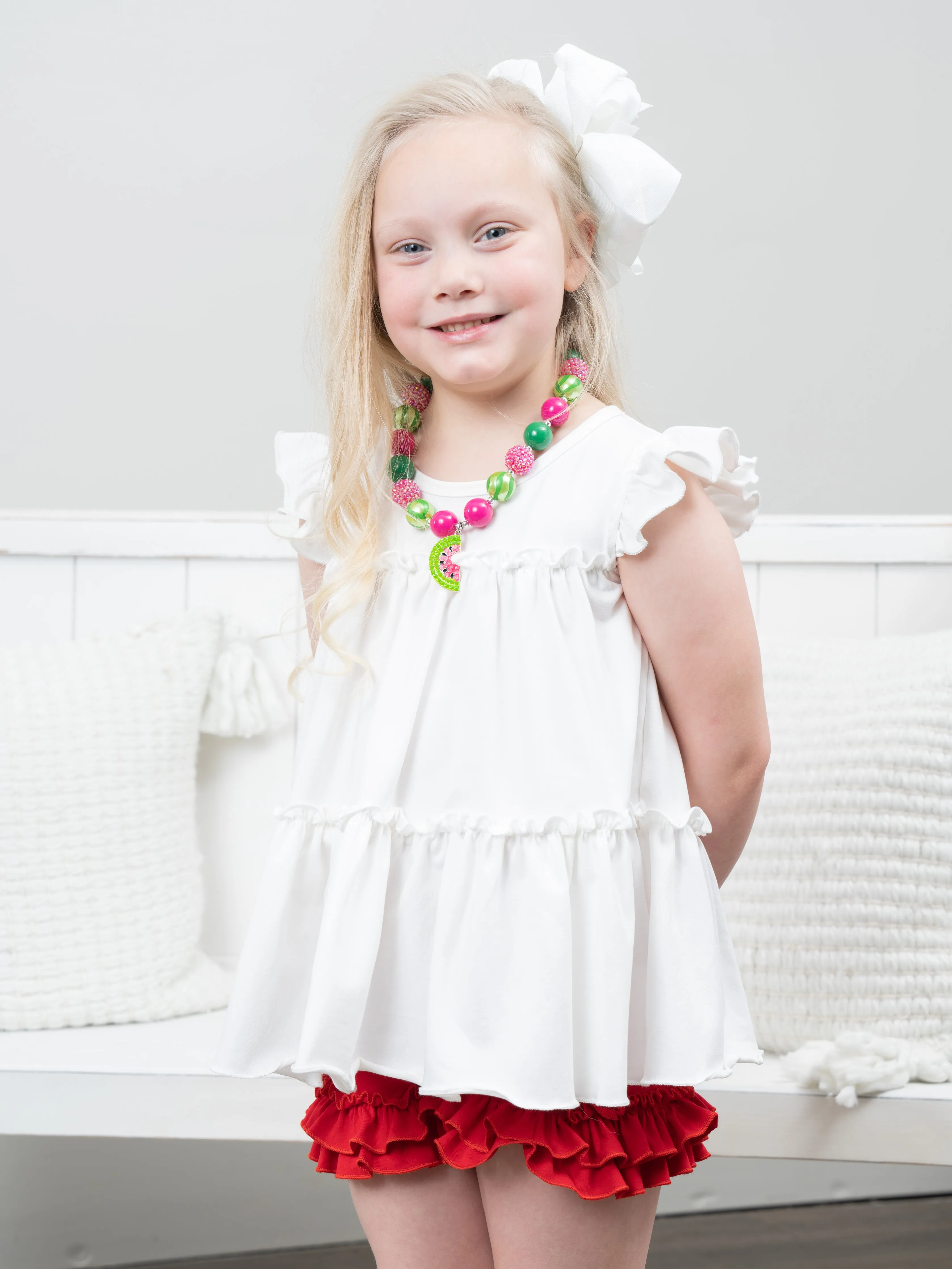 Cotton Tiered Ruffle Tunic - White