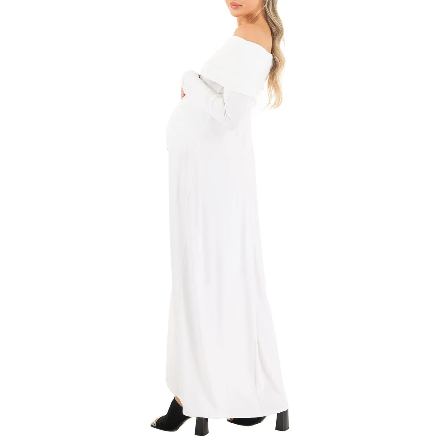 Cowl Neck and Off the Shoulder Maternity Dress
