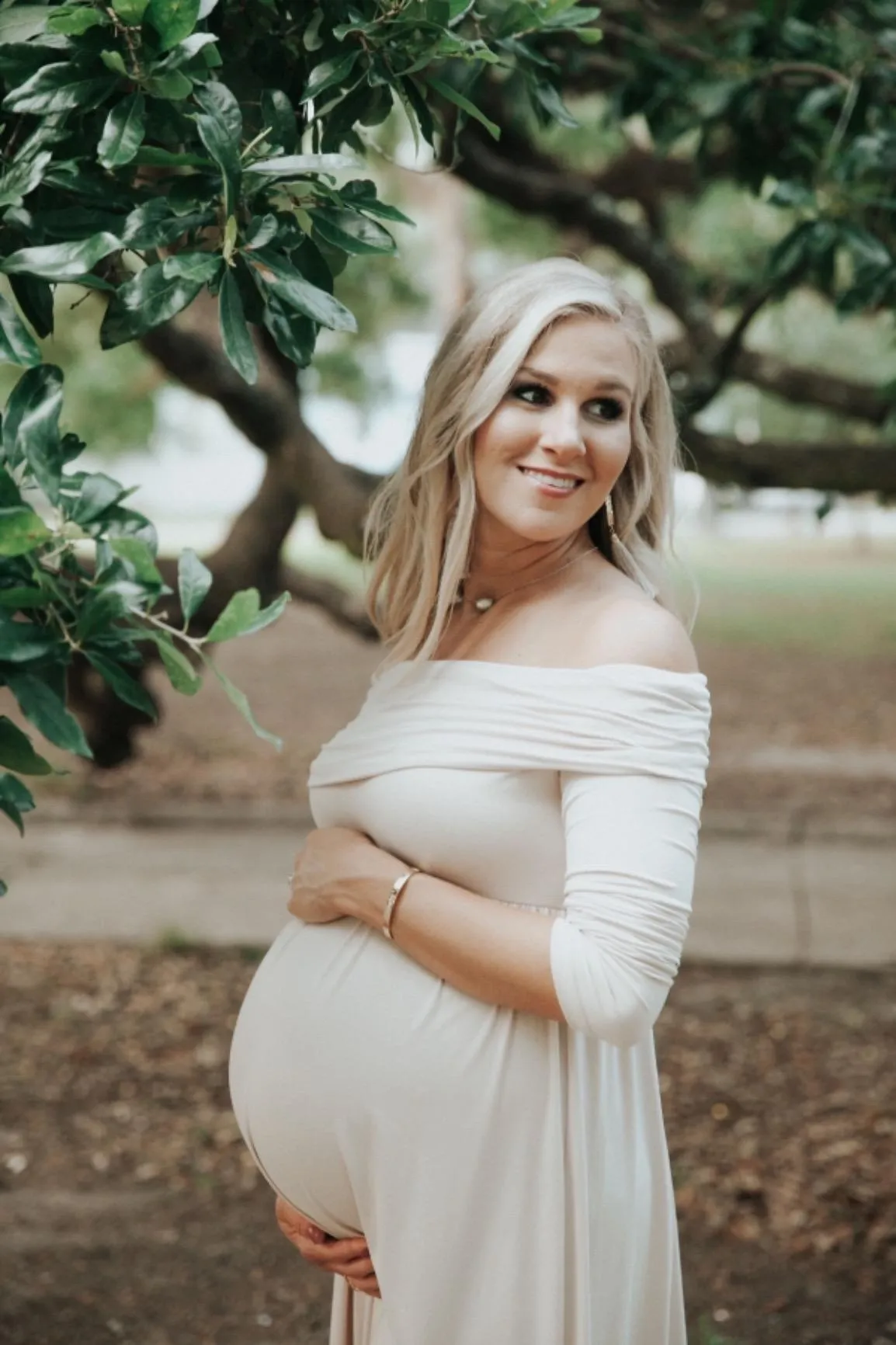 Cowl Neck and Off the Shoulder Maternity Dress