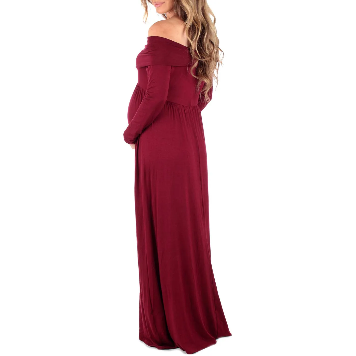 Cowl Neck and Off the Shoulder Maternity Dress