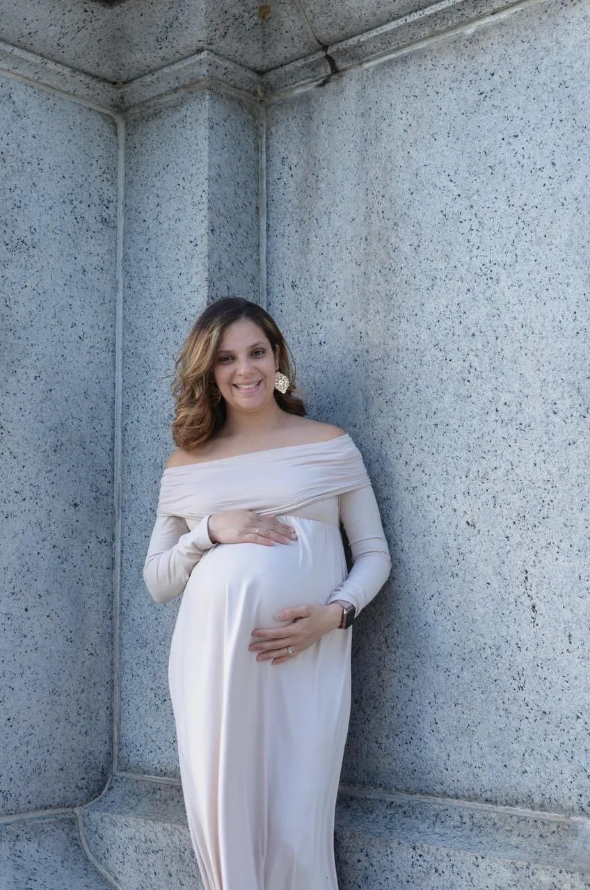 Cowl Neck and Off the Shoulder Maternity Dress