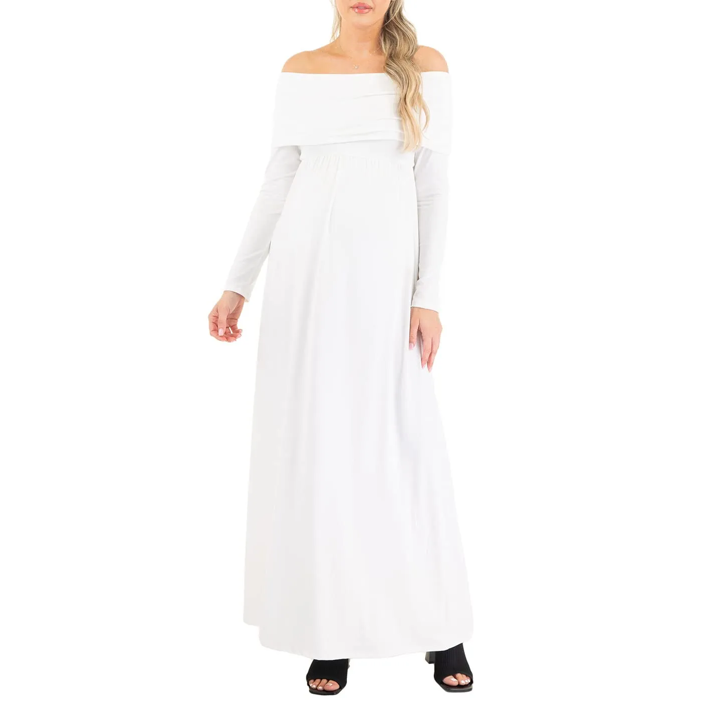 Cowl Neck and Off the Shoulder Maternity Dress