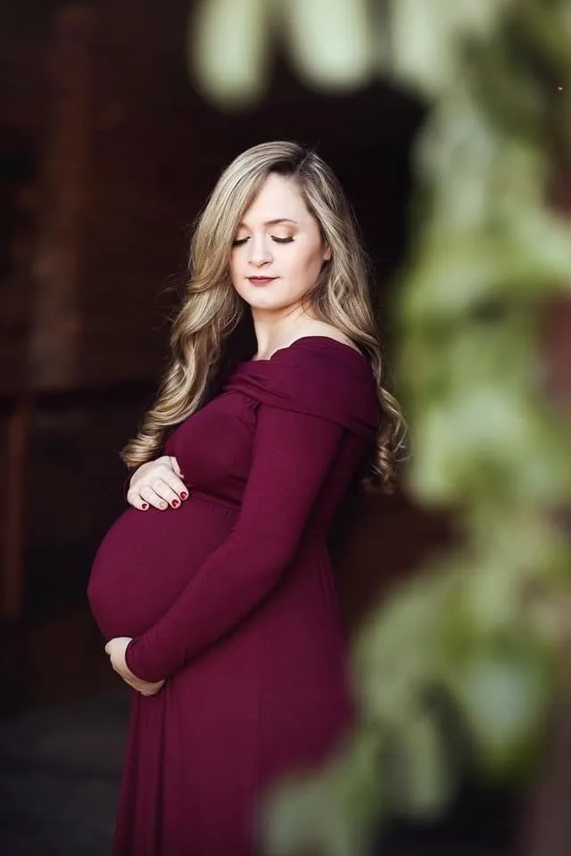 Cowl Neck and Off the Shoulder Maternity Dress